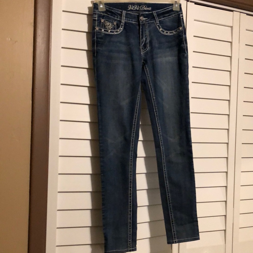 Vivi diva blinged out skinny jeans size 5 short